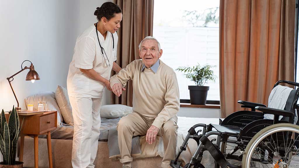 How can caregivers help manage balance problems in the elderly
